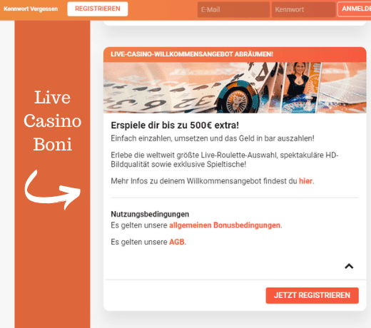 Live casino bonus Leovegas €500