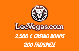 LeoVegas Schweiz - 200 Freispiele plus 2.500 € Casino Bonus
