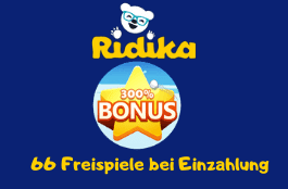 ridika DE 300% bonus und 66 free spins