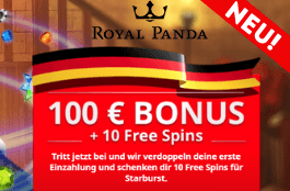 Royal Panda Casino - 10 Freispiele ohne Einzahlung
